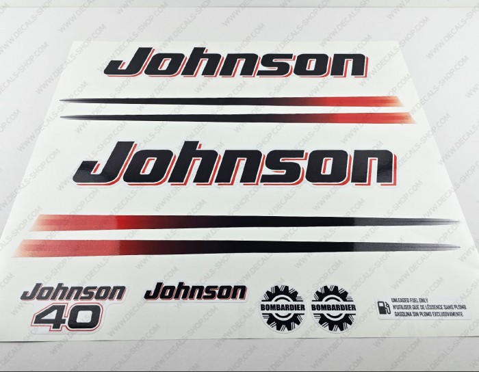 Johnson 40HP Two Stroke 2002-2006 White Cowling Outboard Decal Kit